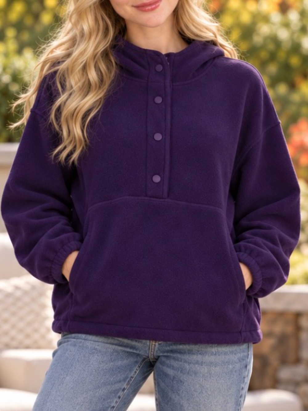 Outdoor Voices MegaFleece Snap Up Hoodie Purple